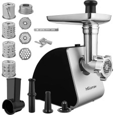 Electric Meat Mincer, 2000 W Multi Food Processor, Sausage Machine with 3 Perforated Discs, 4 Cone Blades, Sausage Filler and Pastry Attachment