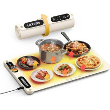 Luxbird Cream White Electric Food Warming Tray with Temperature Control and Timer, Ideal for Home, Kitchen