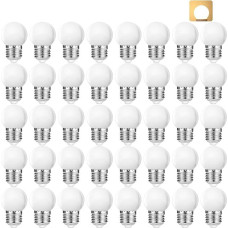 40 E27 LED šiltai baltos spalvos 1 W, G45 mažų lempučių pakuotė, 1 W LED lemputė, pakeičia 5 W lemputę, 2700 K, skirta vandeniui atsparioms pasakų lemputėms, šventinių vakarėlių dekoracijoms