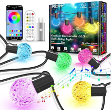 IKERY LED žibintai USB IP65 Dreamcolor 30M G40 Globe Dimmable Shatterproof with App RF Remote Control Indoor Party Garden Gazebo Patio Christmas Decoration