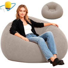 CEWROM Oro sofa Pripučiama kėdė be pupelių maišo Super minkšta skalbiama pripučiama sofa su puošniu paviršiumi Nešiojama oro terasos kėdė, skirta svetainei, miegamajam, stovyklavietei lauke (ruda)