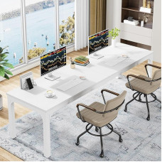 Tribesigns Desk, Computer Desk, 200 x 70 x 75 cm, Double Long Desk, PC Table, Office Table, Work Table, Dining Table, Office Furniture, Computer Desk, Conference Table for Home Office, White
