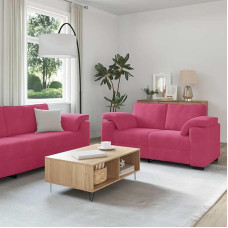 Weinrotes Samtsofa-Set für Wohnzimmer mit Holz- und Metallrahmen - 2-teiliges Sofa-Set