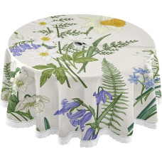 Elegantiška Blumen-Tischdecke, langlebig, 152,4 cm, rund, Tischdecke mit Reißverschluss, Regenschirmloch, Camping-Tischdecken für Outdoor, Party, Picknick