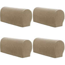 Kėdės porankis apima, Stretch Armchair Couch Armrest Cover Non-Slip Spandex Spandex poliesterio sofos kėdės rankų dangteliai Slipcovers baldų apsaugai, smėlio, 4 Pack