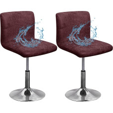Waterproof Bar Stool Cover with Backrest, Pack of 2 Stretch PU Leather Chair Covers, Bar Stool, Stain Protection, Washable Chair Cover with Elastic Base for Dining Room Chairs, Wine Red, Pack of
