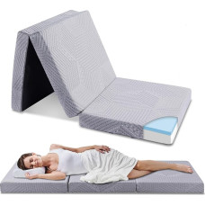 EGO Home sulankstomas čiužinys 80 x 195 cm, aukštas 10 cm, sulankstomas svečių čiužinys, H3 kietumo lygio sulankstomas čiužinys, kelioninis čiužinys, 3 dalių viskogelio putų sulankstomas čiužinys kelionėms, stovyklavimui, ant grindų, svečių lovai