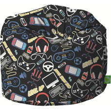 BeanLazy Sitzsack aus 100 % Baumwolle, groß, schwarz, Retro, Gaming, Esports