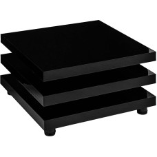 STILISTA® Kavos staliukas 360° kampu pasukamos stalviršio plokštumos Kubo dizainas Įvairių dydžių ir spalvų 73 x 73 cm blizgus juodas