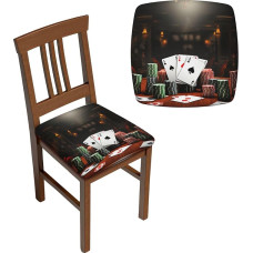 6-teilige Stuhlbezüge, Sitz-Set, Pokerturnier, elastisch, Esszimmerstuhlbezug, waschbar, Stuhl-Sitzschutz, weicher, abnehmbarer Stretch-Schonbezug für Esszimmerstühle