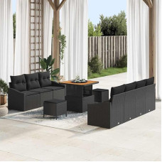 Garten Sofa Set 10-teilig schwarz mit Kissen, Lauko Sofa Set 10-teilig, Gartenmöbel 10 Stück schwarz, Garten Sofagarnitur