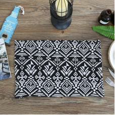 Platzsets Abwaschbar, 8er Set Geometrisches Muster Platzset & Küstenfahrer Modern, Tischset für Küchen Zuhause Esszimmertisch, Schwarz, 30x40cm