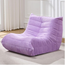 Pupelių maišo kėdės suaugusiesiems, milžiniškas pupelių maišas, atminties putų pupelių maišas, sofa su užpildu, dirbtinis kailis, židinys, pupelių maišai, tingus sofa svetainei, miegamajam, biurui (violetinis velvetas, vienvietis)