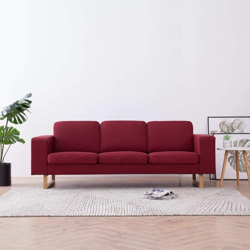 ZEYUAN 3-vietė sofa, sofa lova, sofa lova, sofa su miego funkcija, sofa lova, sofos ir sofos, relaksacinė sofa, audinys Vyno raudona