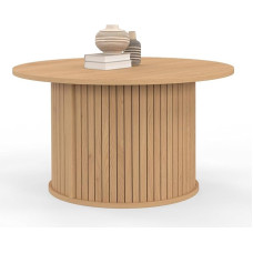 IDMarket - Juliette Apvalus kavos staliukas 70 cm skersiniai Mediena Ąžuolas