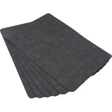 Luxuriöses, Isolierendes Tisch-Set aus Kunstleder für Restaurants, Küchen, Gärten, 6-teiliges, Hitzebeständiges, Wasser- und ölbeständiges Tischset (Schwarz)
