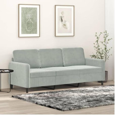 ShGaxin 359452 3-Seater Sofa, Light Grey, 180 cm, Velvet, Lounge Sofa, Sofas & Couches, Relax Sofa, Couch for Living Room, Couch with Sleep Function