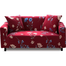 Sofa Throw 2 vietų elastinga sofa apima gėlių modelio apsauginis dangtelis poliesterio daugiafunkcinis sofos dangtelis namų dekoro visą sezoną, raudona