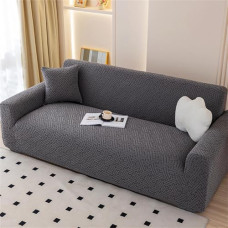 Odot Sofa Cover, Classic Jacquard Sofa Cover Corner Sofa, Couch Cover for 1/2/3/4 Seater, Sofa Cover, Elastic Sofa Cover, L Shape, Non-Slip Sofa Protector for Decorating (3 Seater, Grey)