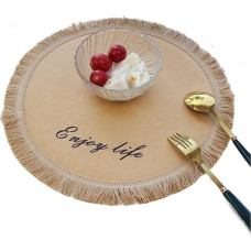 Tischsets, waschbare Tischsets, Quasten-Kraftpapier-Isolierpads, rutschfeste Matten, runde Kaffeepads, dekorative dekorative Tischsets, hitzebeständige Tischsets, ideal for Küchentische – Set ( Color