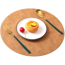 Platzdeckchen-Set, Esstischmatten, 6-teiliges Leder-Tischset, rund, wärmeisolierend, Geschirrunterlage, Heim-Esstischmatte (Spalva : F)