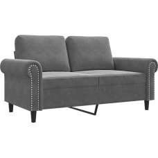 vidaXL sofa 2 sėdimų vietų, poilsio sofa sofa su porankiais ir atlošo pagalvėlėmis, svetainės sofos dizainas Sofa metalinis rėmas, sėdimieji baldai, dvi sėdimos vietos, tamsiai pilkas aksomas