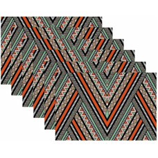 Stoff-Tischsets, waschbare Tischsets für Esstisch, 6er-Set, Ethnische Stammes Wellen Weinlese Geometrie