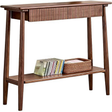 Konsolentisch Schmal mit Schubladen, Schmaler Tisch, Gefertigt aus Massivholz, mit Abgerundeten Ecken, Robust und Langlebig, Vielseitiges Design(80x85x32cm/31x33x12in)
