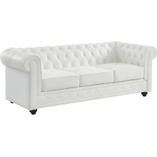 Vente-unique - Odinė 3 vietų sofa - Balta - Chesterfield