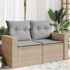 Homgoday Sodo sofa su pagalvėlėmis 2 sėdimos vietos Smėlio spalvos poliuretano rotango sofos Lauko sofa Sofa Sodo sofa Gyvenamasis kambarys Terasa Lauko baldai