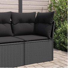 Homgoday Sodo kampinė sofa su juoda pagalvėle Polietileno rotango sofos Lauko sofa Sofa Sodo sofa Svetainės sofa Terasa Lauko baldai j