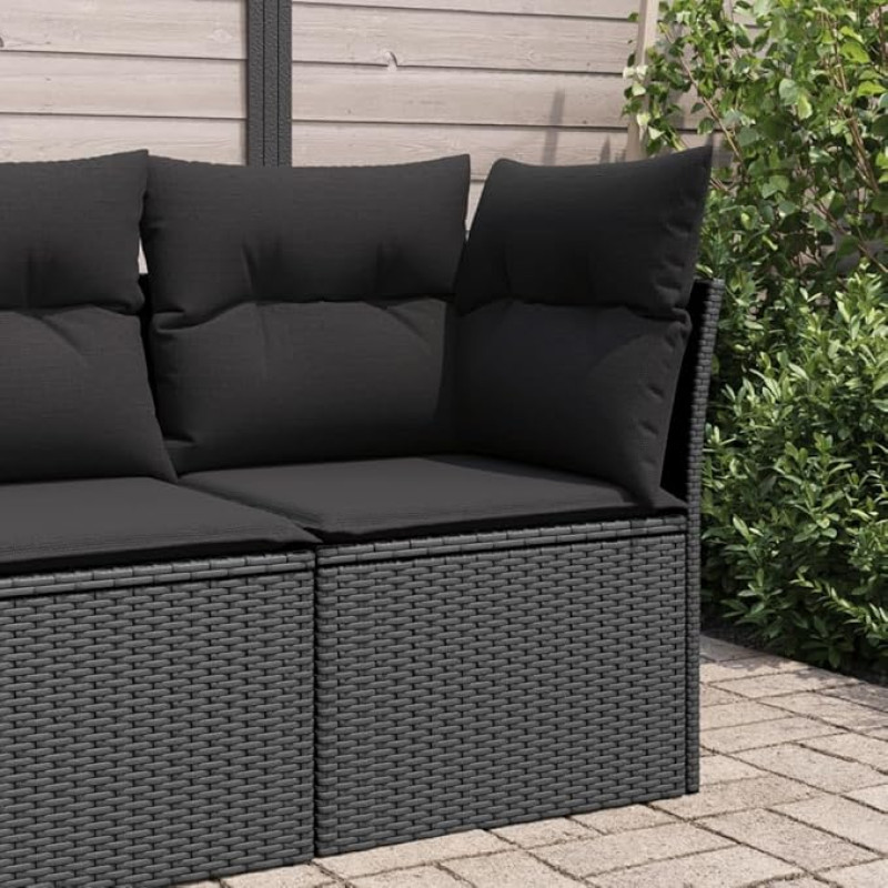 Homgoday Sodo kampinė sofa su juoda pagalvėle Polietileno rotango sofos Lauko sofa Sofa Sodo sofa Svetainės sofa Terasa Lauko baldai j