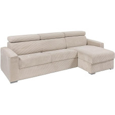 Vente-unique - Kampinė sofa su čiužiniu - Keičiamas kampas - Laidas - Smėlio spalvos - Lovos paviršius su plačių skersinių rėmu 160 cm - Čiužinys 22 cm - Atminties putos - Vizir