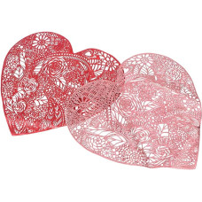 ERINGOGO PVC Tischset 2 Stück Herzförmig Leuchtend Rot Abwaschbare Platzsets für Küchentisch und Wohnzimmerdeko