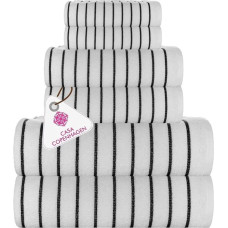Casa Copenhagen, 6 Piece Designer Towel Gift Set 100% Egyptian Cotton - White, 600gsm (2Bath Towels, 2Hand Towels, 2Wash Gloves) Gift Box for Men & Women