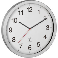 TFA Dostmann XL Radio-Controlled Wall Clock, 60.3545.02, Analogue Radio-Controlled Clock, Easy to Read, Ideal for Office/Entrance Area, Silver-White, (L) 400 x (W) 50 x (H) 400 mm