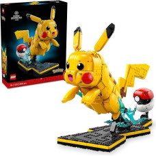 LEGO Pokémon Pikachu ir Pokéball - konstravimo rinkinys suaugusiesiems - konstravimo modelis su judančia animacijos figūrėle ir dinaminiu stovu - 