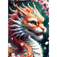 XWDYBDP DIY Diamond Painting Fantasy Dragon, 5D Luxury Diamond Painting for Adults Beginners Pink Flowers Diamond Embroidery DIY Full Drill Dreamland Cat Diamonds Art Home Wall Decoration 30 x 40 cm