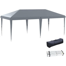 Outsunny Garden Arbour 6 x 3 m Garden Tent Pop-Up Folding Barnum with Bag Epoxy Oxford High Density Steel Grey