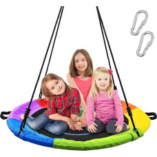 Trekassy Childrens Garden Swing Seat Max Capacity 700 lbs Diameter 40 Inch Textilene Fabric Round Seat 18 Months Warranty (Colourful)