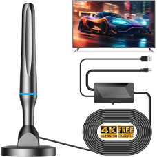 Vidinė TV antena, galinga TNT HD 2025 aukštos kokybės vidinė TV antena, stiprus magnetinis pagrindas - 420 km priėmimas, 360° diapazonas, suderinama su nešiojamuoju kompiuteriu 4K 1080P