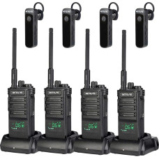 Retevis RB689 Walkie Talkie Long Range, Radio with Wireless Headphones, 2600 mAh, USB Rechargeable, Torch, Radio Set for Contractors (Black, 4 Pieces)