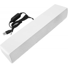 Socobeta Soundbar Stereo kabelis USB muzikos grotuvas Bass Surround Sound Box 3,5 mm įvestis kompiuteriui, mobiliesiems telefonams (balta)
