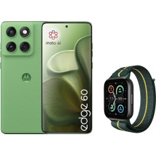 Motorola Edge 60 Smartphone Pantone Shamrock + Moto Watch Fit Trekking Green