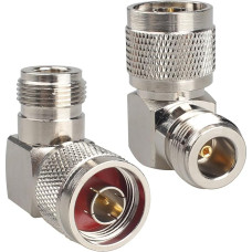 2 pakuotės N vyriškos ir N moteriškos lyties dešiniojo kampo 90 laipsnių vyriškos lyties RF koaksialinio kabelio adapteris, suderinamas su Walkie Alkie Wi-Fi LMR WLAN Ham Radio Broadcast Antenna Extension Phone Signal