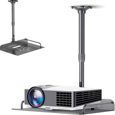 Universal Aluminium Projector Ceiling Mount - Height Adjustable (30-60 cm) | Load Capacity up to 15 kg | With Cable Management | For Home Cinema, Office & School | Robust 310 x 220 mm Shelf