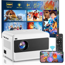 Smart Projector WiFi Home Cinema Projector, 16000 Lumens Full HD 1080P Projector, Electric Focus 200 Inch Zoom Bluetooth Projector Compatible IOS/Andriod/Fire Stick/Laptop/PS5