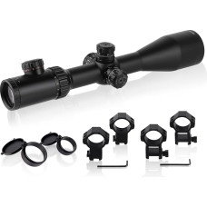 Rifle Scope 4-24 x 50 mm Red/Green Crosshair Buttons Lockable Viewfinder with 20 mm or 11 mm Weaver Picatinny Dovetail Mounting Rings