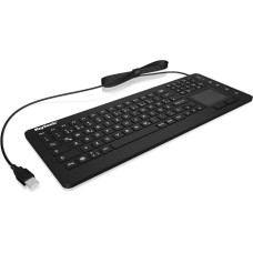 KeySonic 28036 KSK-6231 INEL (DE) Industrial Keyboard, USB Wired with Touchpad, Waterproof, Dustproof (IP68), Silicone, Black