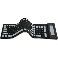 Wireless USB Keyboard Silicone 2.4GHz Foldable Portable Waterproof Flexible 103 Keys for Laptop Computer (Black)